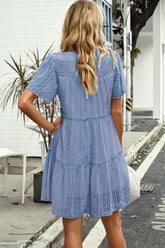 Robe à volants et smocks à pois suisses